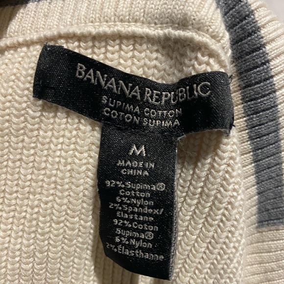 Banana Republic Oatmeal Heather SUPIMA® Cotton Ribbed Sweater Jacket Size M - Picture 4 of 7